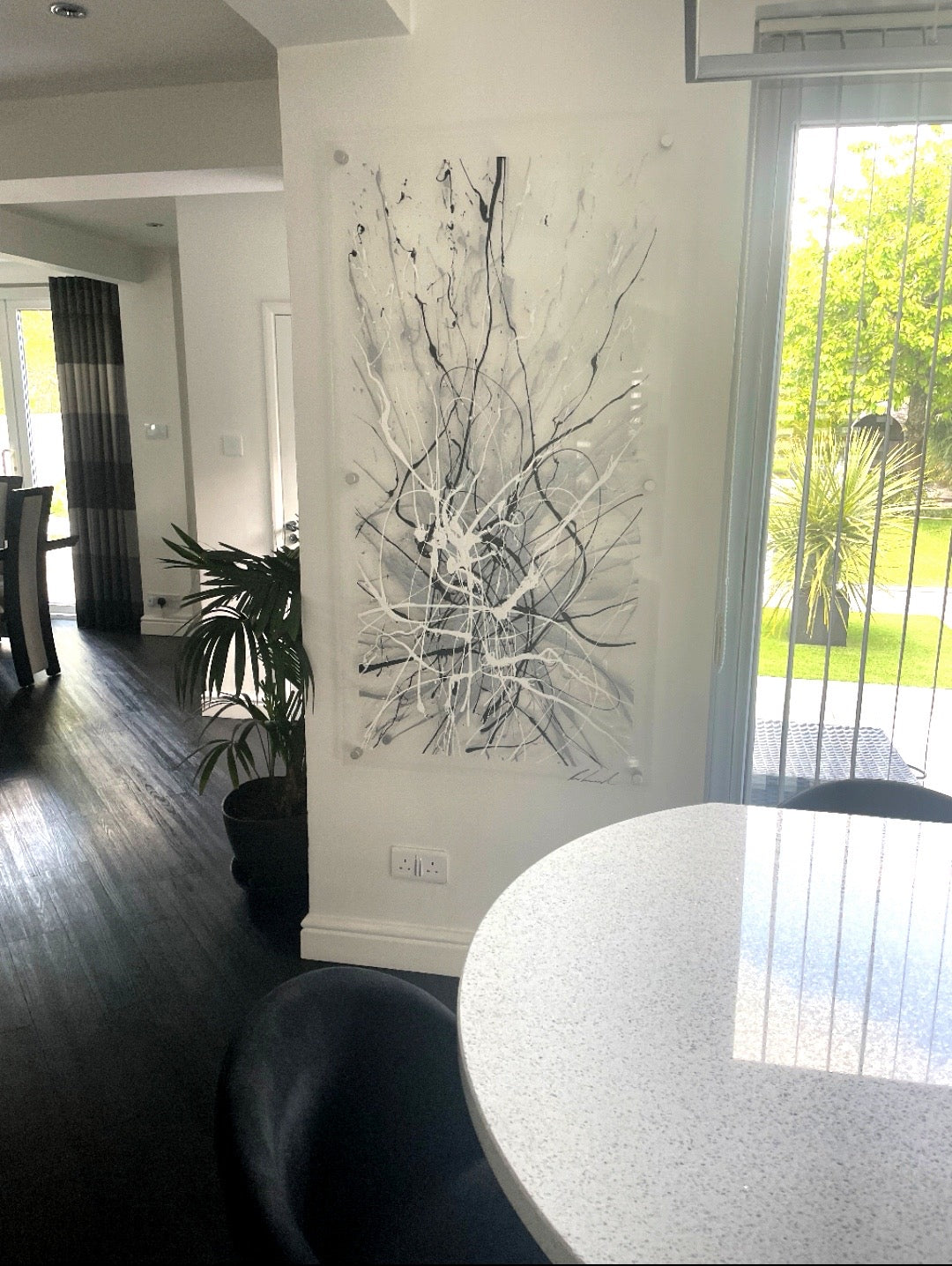 White, Black and Silver Portrait Artwork