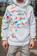 White Hoodie with multi coloured design