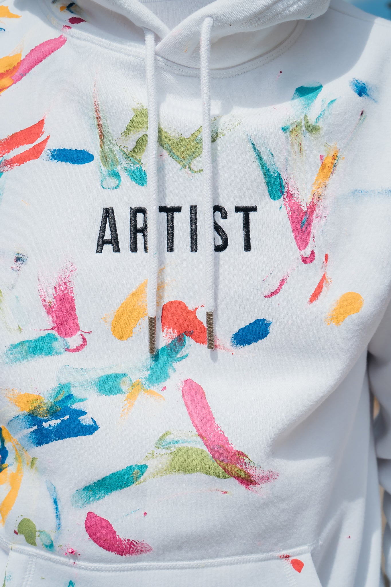 White Hoodie - Multi coloured hand-painted design