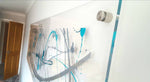 Blue, Teal and Silver Large Modern Wall Art