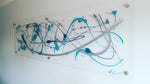 Blue, Teal and Silver Large Modern Wall Art