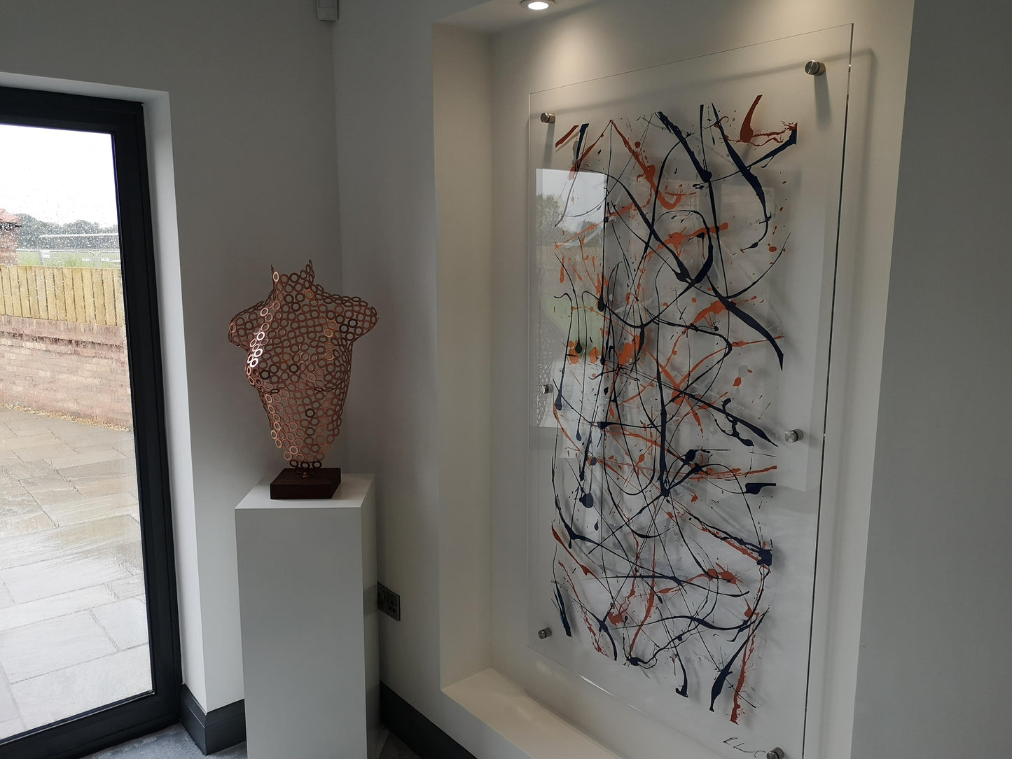 Rose Gold and Blue Modern Art