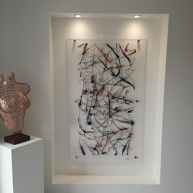 Rose Gold and Blue Modern Art