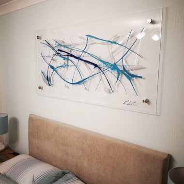 Turquoise, teal, blue and silver wall art