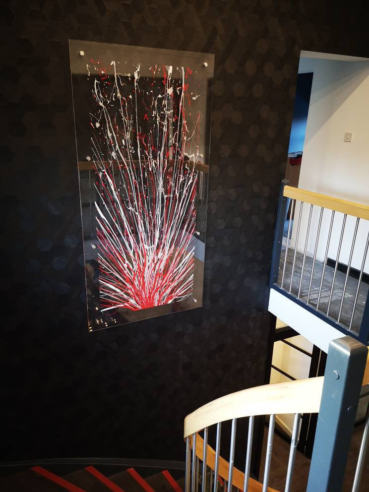 Extra large red, silver and grey splash Art