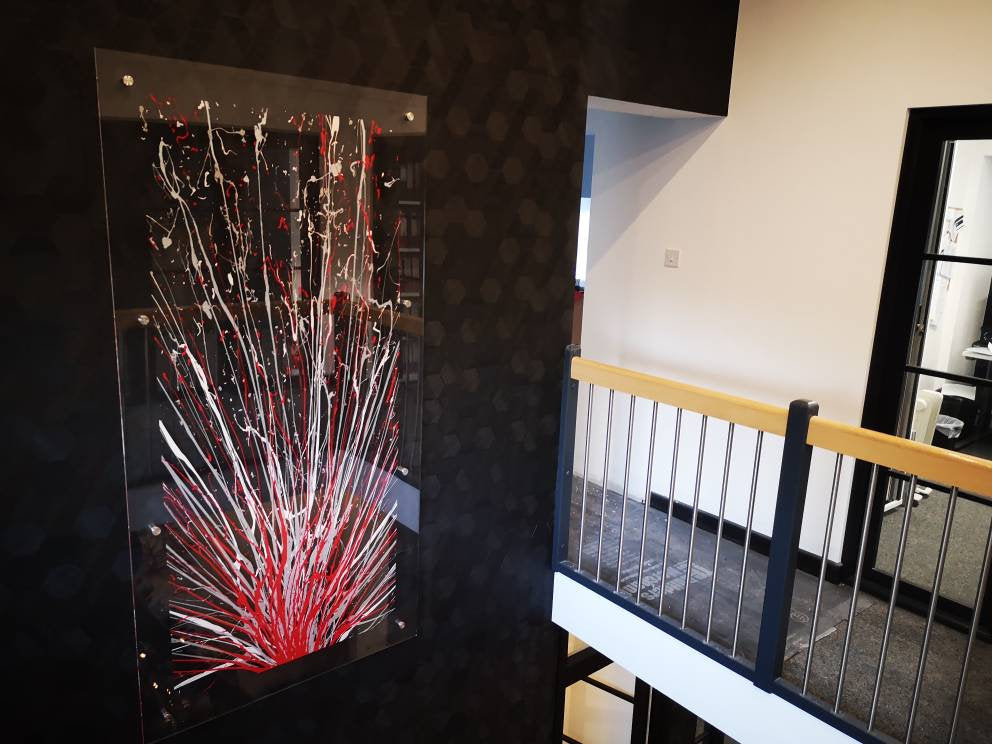 Extra large red, silver and grey splash Art