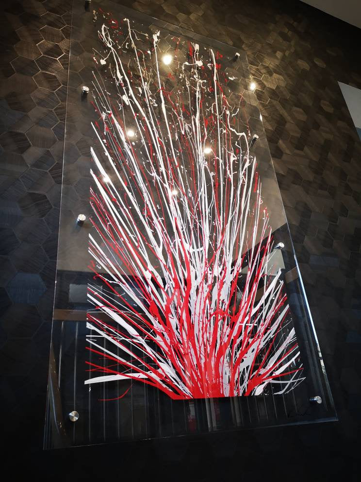 Extra large red, silver and grey splash Art